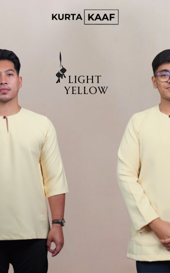 ( SOFT YELLOW  ) KURTA RAYA KLASIK TELUK BELANGA MATERIAL ANTI PANAS