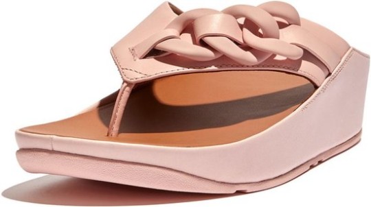 Fitflop Opalle Rubber-Chain Leather Toe-Post Sandals - Size UK7 Only