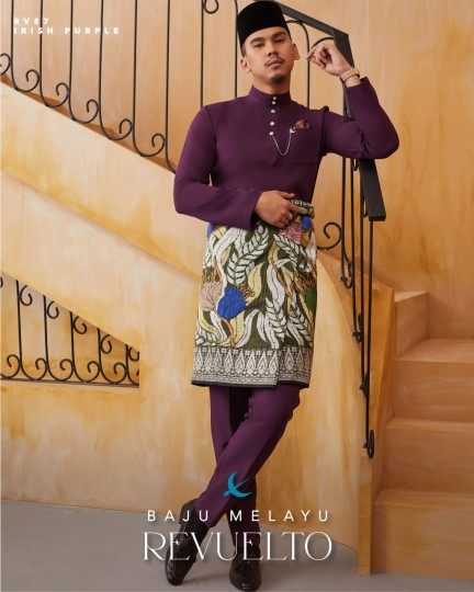 Baju Melayu Revuelto in Irish Purple