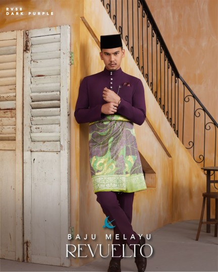 Baju Melayu Revuelto in Dark Purple