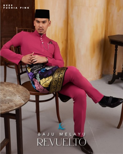 Baju Melayu Revuelto in Fushia Pink