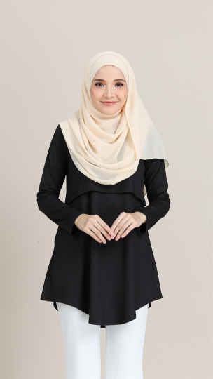 PLAIN BLOUSE KNIT BLACK
