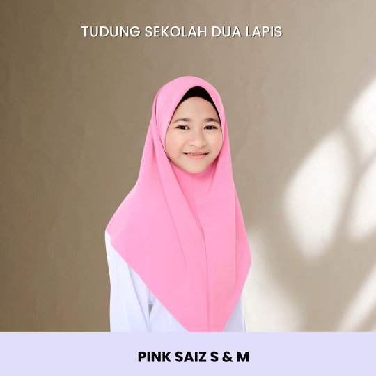 SALE: Tudung Sekolah Dua Lapis *PINK