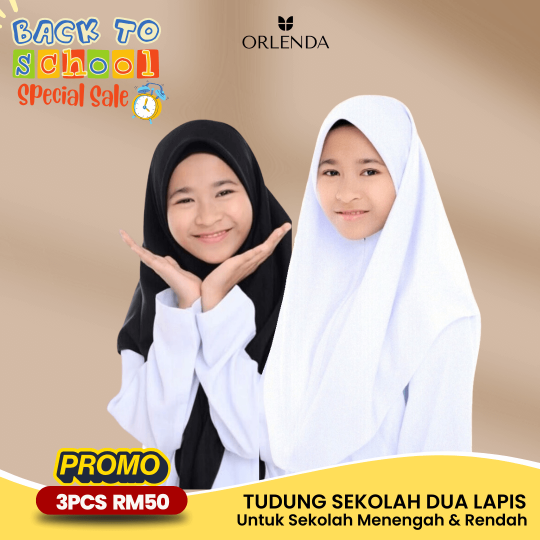 TUDUNG SEKOLAH DUA LAPIS (COMBO 3PCS)