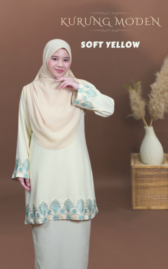 ( SOFT YELLOW ) KURUNG RAYA MODEN SEDONDON IBU ANAK MATERIAL SEJUK TAK MUDAH KEDUT