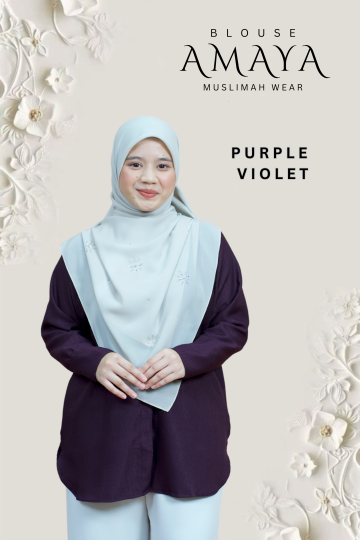 ( PURPLE VIOLET ) BLOUSE AMAYA MINIMAL IRONLESS MATERIAL COTTON LOLIS SEJUK TAK MUDAH KEDUT