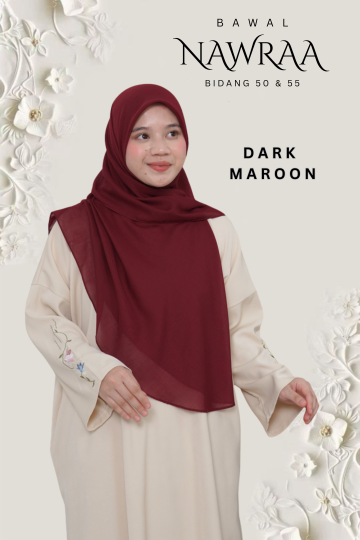 ( DARK MAROON ) BAWAL NAWRAA MATERIAL PREMIUM COTTON VOILE CURVE YANG SEJUK DAN RINGAN