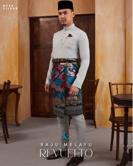 Baju Melayu Revuelto in Silver