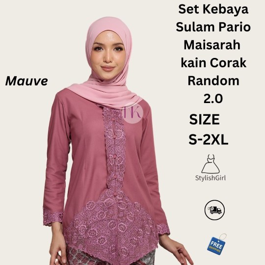 KEBAYA SULAM KLASIK SKIRT PLEATED-MAUVE
