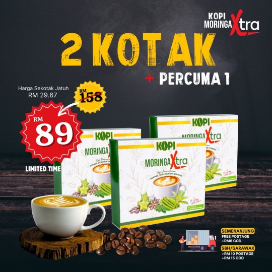 KOPI MORINGA XTRA - 2 KOTAK + PERCUMA 1 KOTAK