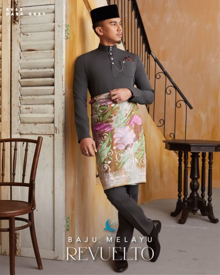 Baju Melayu Revuelto in Dark Grey