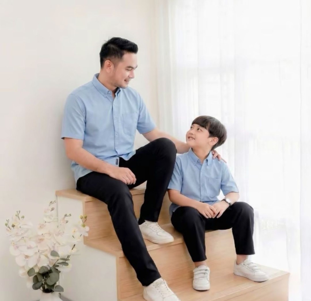 KEMEJA SEDONDON LENGAN PENDEK BABY BLUE