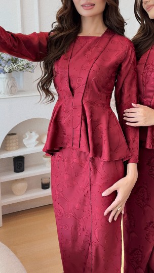 ELEENA KEBAYA PEPLUM IN RUBY RED
