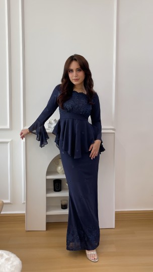 SABREENA RUFFLE PEPLUM IN GLACIER ROYAL