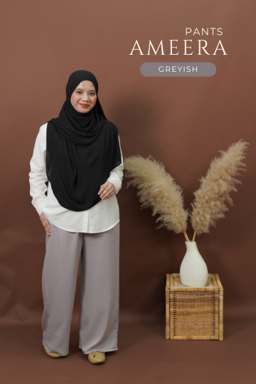 ( GREYISH ) PALAZO MEERA PANTS MATERIAL SEJUK TAK MUDAH KEDUT SELESA UNTUK TRAVEL