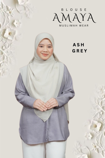 ( ASH GREY ) BLOUSE AMAYA MINIMAL IRONLESS MATERIAL COTTON LOLIS SEJUK TAK MUDAH KEDUT
