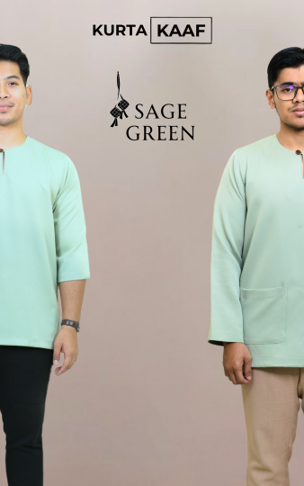 ( SAGE GREEN ) KURTA RAYA KLASIK TELUK BELANGA MATERIAL ANTI PANAS