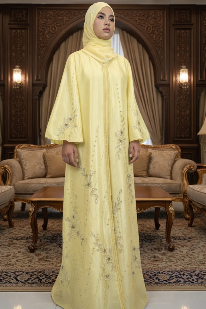 ZAHRAA LUXE ABAYA - Silky Soft Yellow