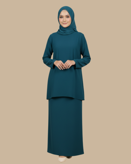 Kurung Kaftan Aina - Teal Blue