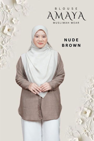 ( NUDE BROWN ) BLOUSE AMAYA MINIMAL IRONLESS MATERIAL COTTON LOLIS SEJUK TAK MUDAH KEDUT