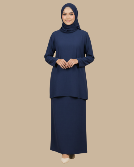 Kurung Kaftan Aina - Dark Blue