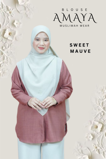 ( SWEET MAUVE ) BLOUSE AMAYA MINIMAL IRONLESS MATERIAL COTTON LOLIS SEJUK TAK MUDAH KEDUT