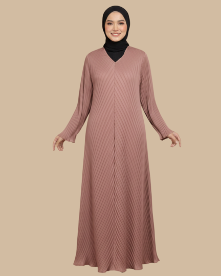 Abaya Izara Pleated - Dusty Pink