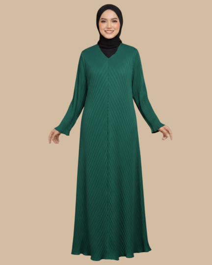 Abaya Izara Pleated - Emerald Green
