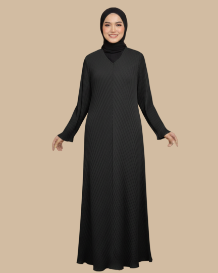 Abaya Izara Pleated - Black