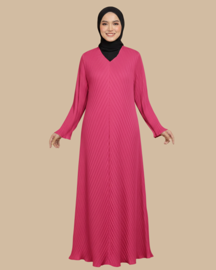 Abaya Izara Pleated - Hot Pink