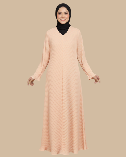 Abaya Izara Pleated - Peach