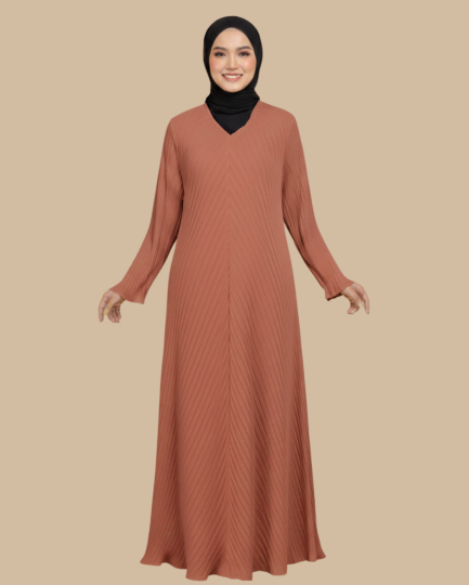 Abaya Izara Pleated - Terracota