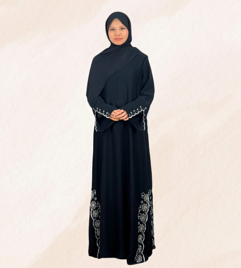 Abaya Exclusive Nyda with Baby Blue Beads and Piping