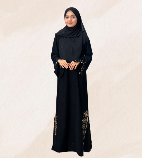 Abaya Exclusive Nyda with Gold Beads and Piping