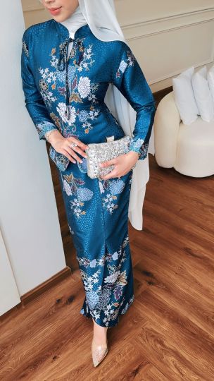 CELYNA KURUNG MODERN IN TEAL BLOSSOM