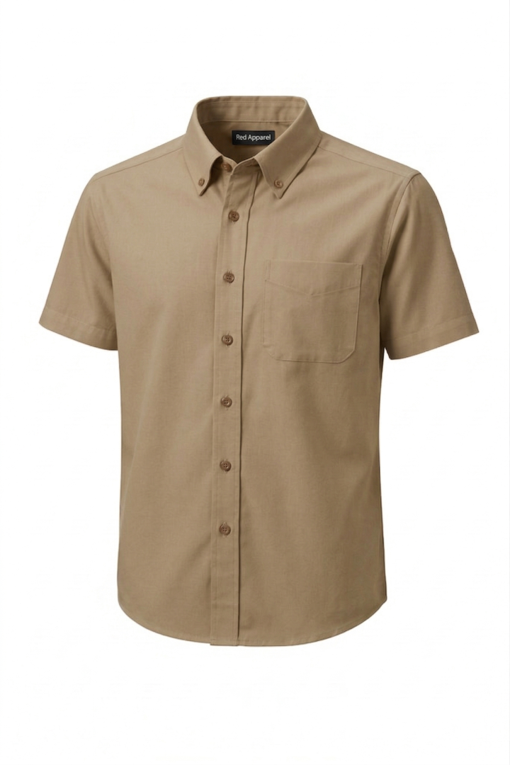 KEMEJA LENGAN PENDEK KAIN COTTON APRICOT