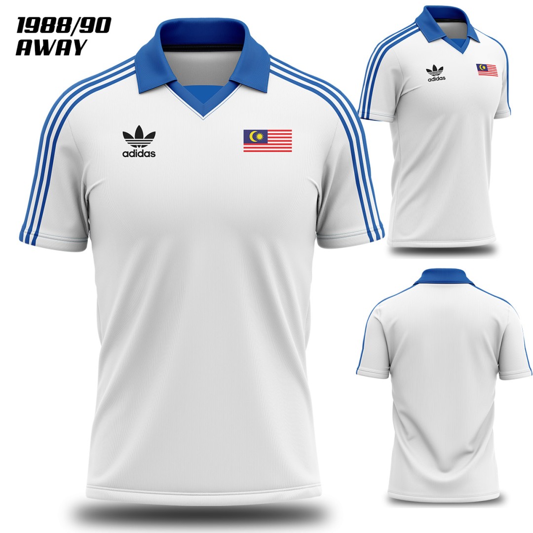 JERSEY  MALAYSIA 1988/90 AWAY LENGAN PENDEK RETRO COLLAR
