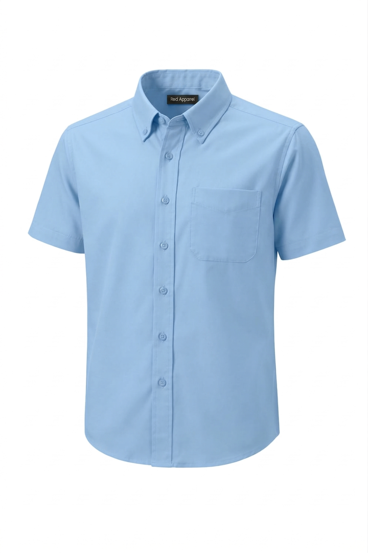 KEMEJA LENGAN PENDEK KAIN COTTON BABY BLUE PLAIN