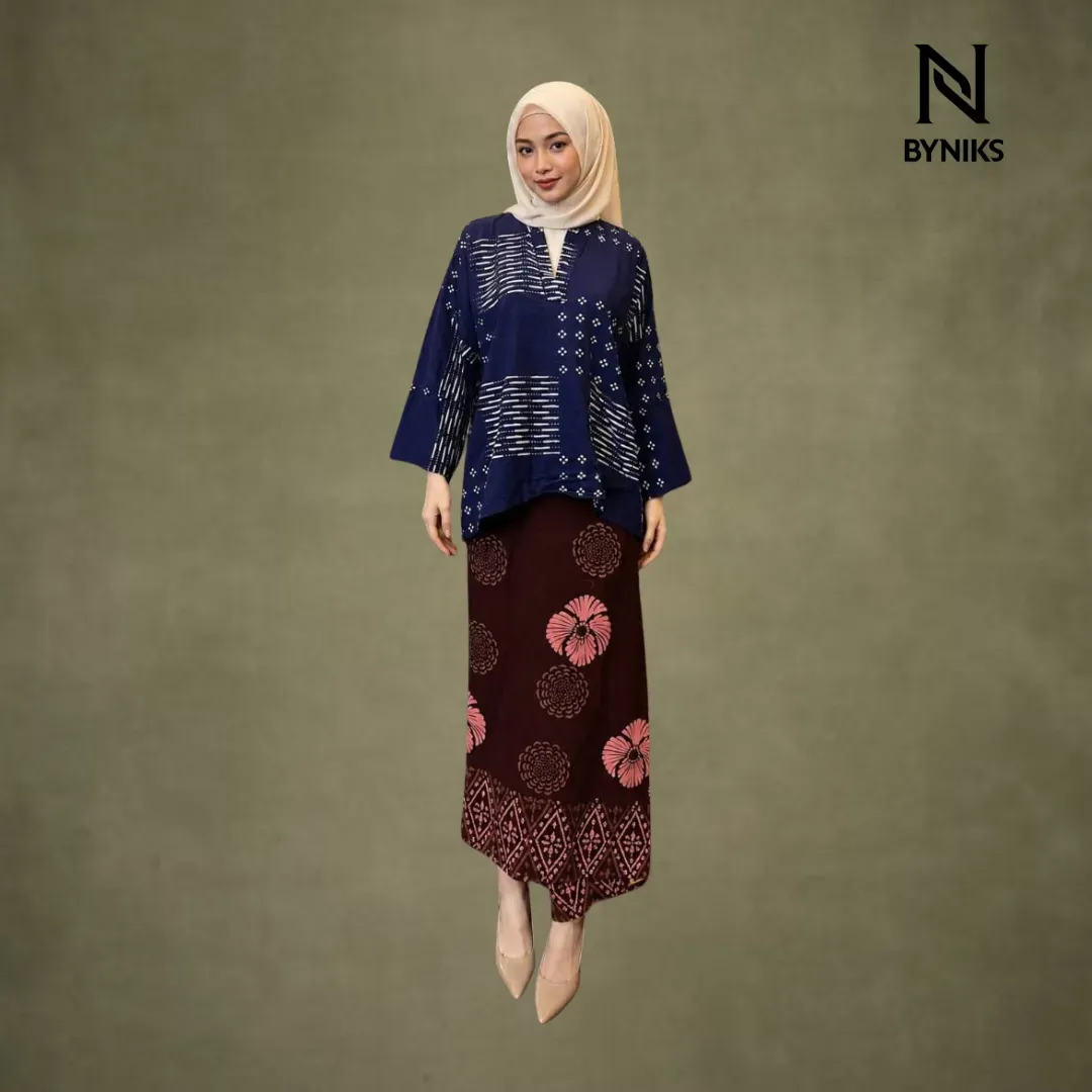 NEW ITEM - BLOUSE BATIK AKSARA [AS05 DARK BLUE 01]