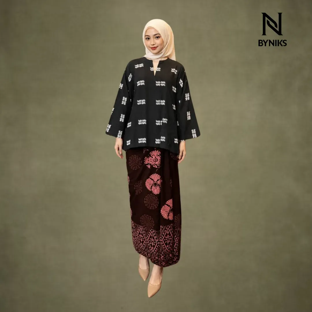 NEW ITEM - BLOUSE BATIK AKSARA [AS02 BLACK 02]