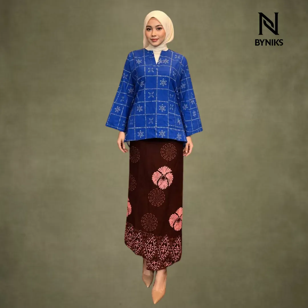 NEW ITEM - BLOUSE BATIK AKSARA [AS08 OCEAN BLUE]