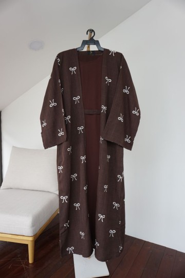 Brown Ribbon Abaya