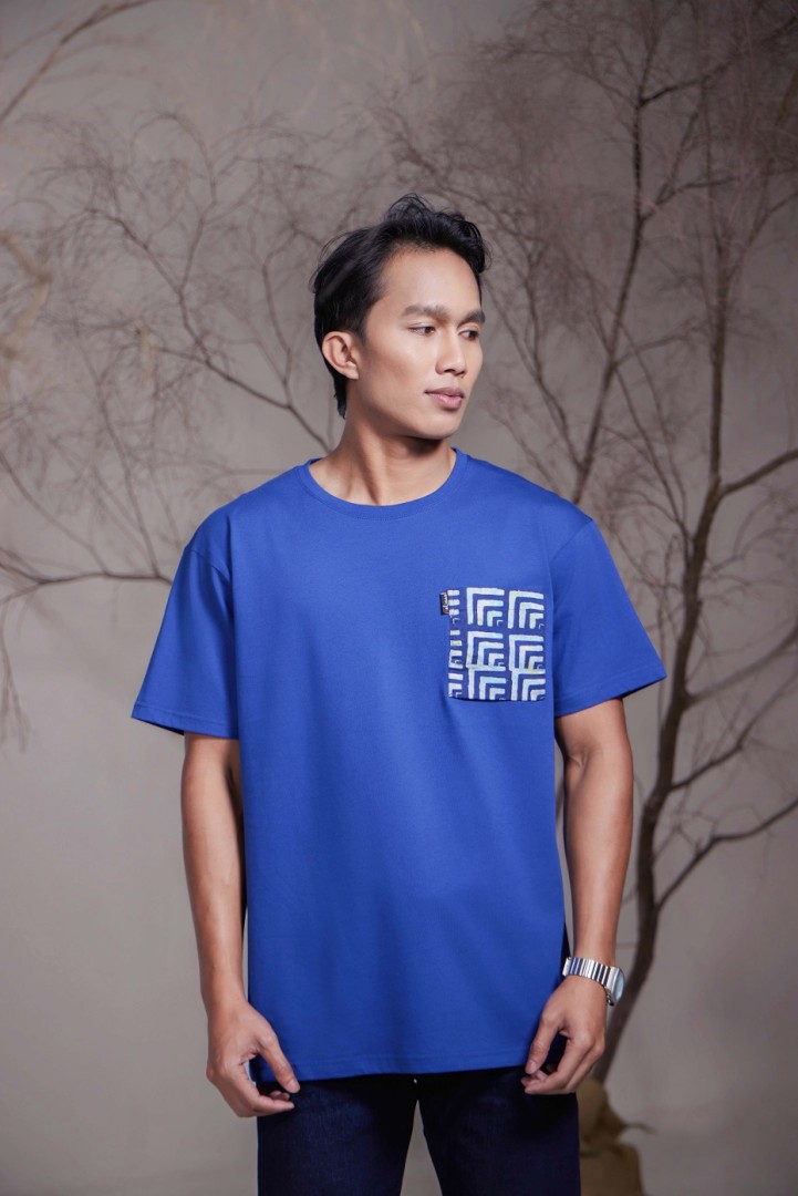T-SHIRT POCKET BATIK ASLI OBLIGASI (ROYAL BLUE)