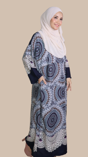 READY STOCK LONG SLEEVE KAFTAN TEJA NAVY