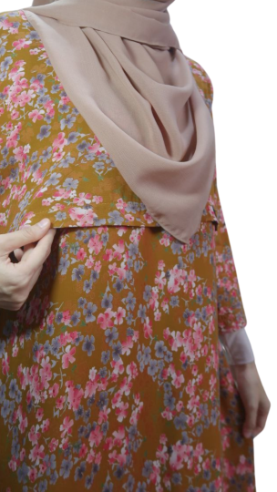 LONG SLEEVE KAFTAN PRINTED GOLD FLOWER