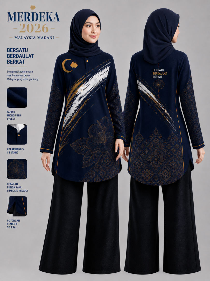 BLOUSE MERDEKA(NAVY BLUE)