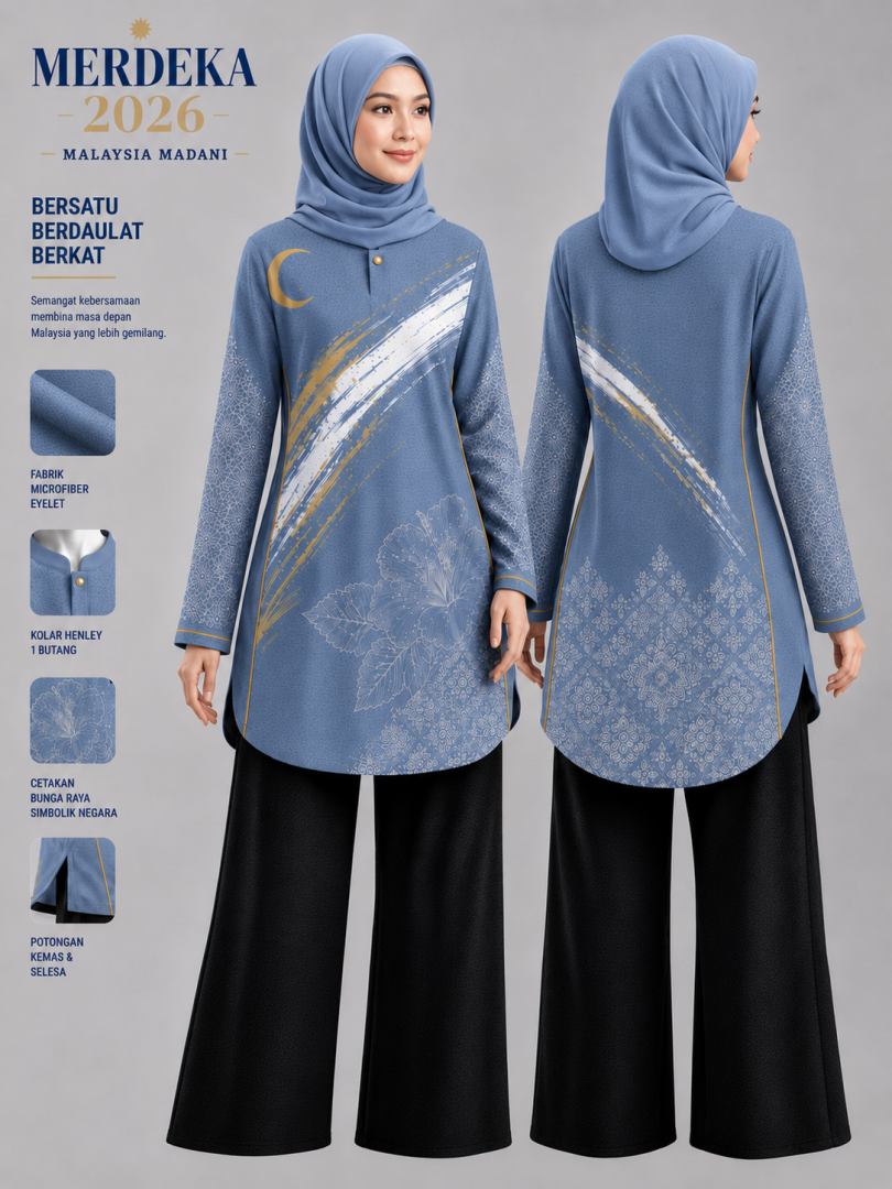 BLOUSE MERDEKA(BABY BLUE)