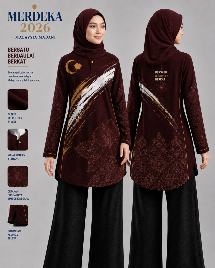 BLOUSE MERDEKA(MAROON)