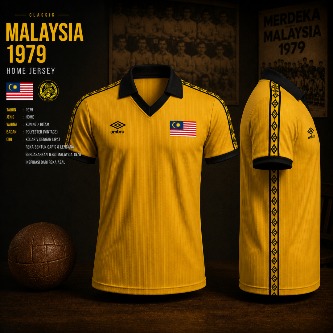 JERSEY  MALAYSIA 1979 LENGAN PENDEK RETRO COLLAR