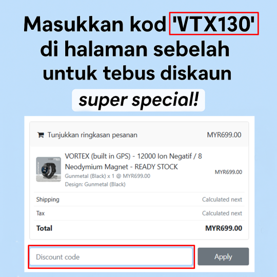 VORTEX (built in GPS) - 12000 Ion Negatif / 8 Neodymium Magnet - READY STOCK
